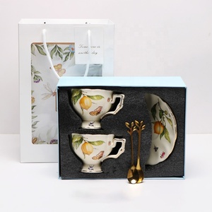 <b>Tea</b> <b>Sets</b> Lemon Patterned Porcelain Wholesale of European Europe Provided Coffee Cup Handmade Printed Ceramic European - Product Image 3