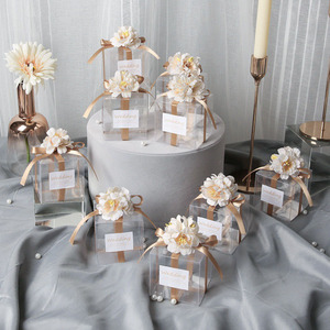 Quadratische Klare PVC-Faltbox Dankeschön-Box Brautjungfern Süßigkeiten Schokoladen-Verpackung Kleine Transparente Hochzeitsgeschenkbox - Product Image 5