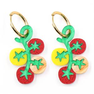 Drop gaya antik anting menjuntai indah dari tomat akrilik buah pola untuk hadiah - Product Image 1