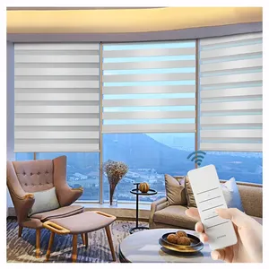 Eléctrico Alexa Smart Automático Blackout Zebra Blind Rodillo motorizado con patrón vertical de tela Tonos automáticos