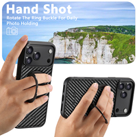 Simili cuir PU, texture fibre de carbone, magnétique 360° °   Étui de téléphone avec support rotatif compatible avec les séries Apple 18/17/16/15/14/13