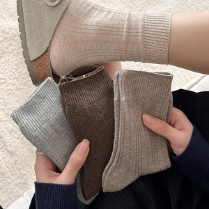 Chaussettes mi-<span class=keywords><strong>mollet</strong></span> en tricot uni <span class=keywords><strong>pour</strong></span> femmes, chaussettes d'hiver à bord côtelé <span class=keywords><strong>large</strong></span>, chaussettes décontractées et amples <span class=keywords><strong>pour</strong></span> femmes - Product Image 3