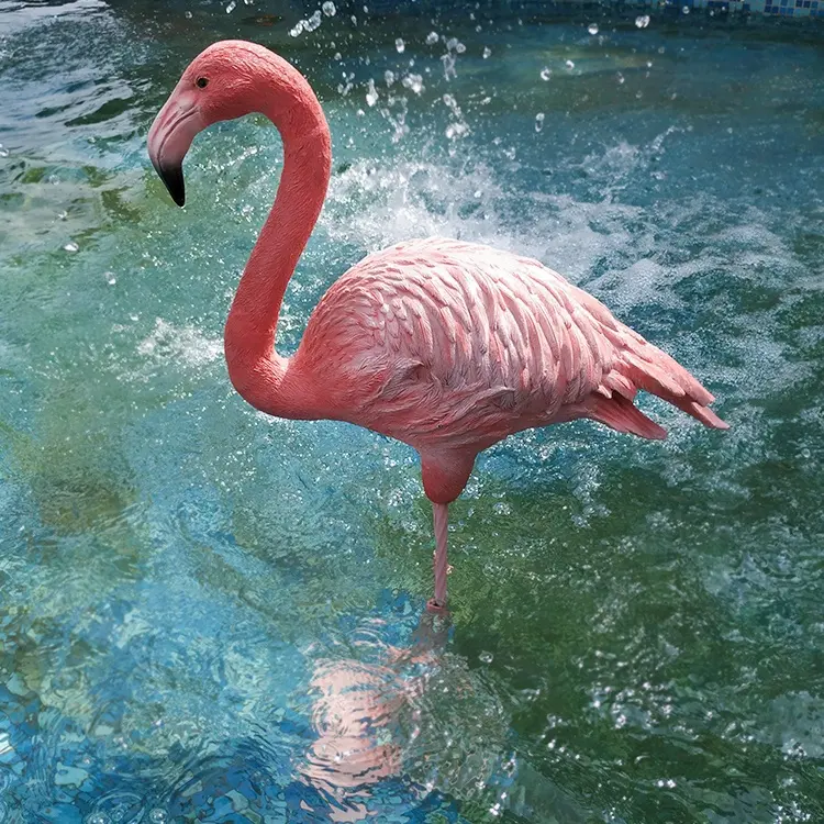 Grosir Desain Baru Dekorasi Luar Ruangan Pink Flamingo Resin, Dekorasi Taman Polyresin Flamingo #