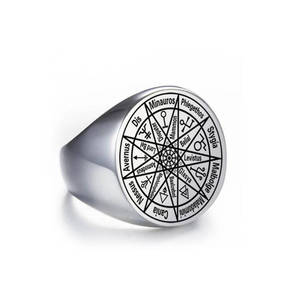 R0017 Bague Magique Ange en Acier Inoxydable Talisman Pentacle de Salomon Sceau de Salomon Protection Cabale Amulette Bagues - Product Image 6