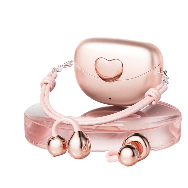 Women's Ear-Clip Sports Earphones IPX7 Waterproof True Wireless Earbuds with LED Indicator and Lanyard