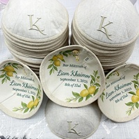 Venta al por mayor de fábrica: Kippah personalizada para Bar Mitzvah, Kippah para ceremonia judía, Yamaka con fecha y nombre impresos para niños