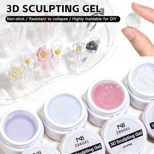 ZRKGEL Nail Factory – Lot en gros de 6 couleurs de gel solide 3D pour sculpture, sans odeur, sans HEMA/TPO, qualité professionnelle pour salon - Product Image 1