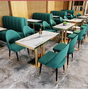 Juego de Muebles Modernos y Ecológicos para Restaurante o Bar, Asientos de Cuero Verde y Terciopelo, Mesa de Café, Uso Comercial en Centros Comerciales - Product Image 4