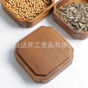 Solid Wood <b>Storage</b> <b>Tray</b> 4 Compartment Irregular Shape Multifunctional For Snacks Coffee Beans Nuts Jewelry - Product Image 5