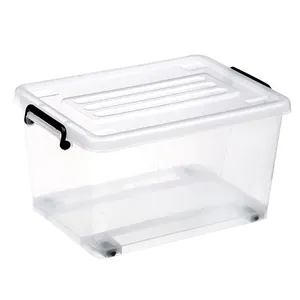 Caja de almacenamiento de plástico transparente con mango, 27l, oferta, 2021