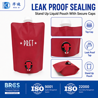 Pochettes à bec verseur personnalisées 3L, sacs souples verticaux pour liquides avec bouchon supérieur et robinet inférieur pour fournisseurs de jus et de traiteur