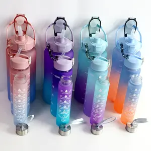 Set Hadiah Terlaris Musim Panas Botol Minum Gym dengan Waktu Bebas Bpa Botol Air Plastik Olahraga