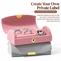Boîte de rangement compacte de voyage pour bagues, boucles d'oreilles et colliers, boîte à bijoux de luxe portable en velours perlé arqué pour femmes