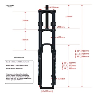 OEM/ODM BUCKLOS ホルギャス <span class=keywords><strong>MTB</strong></span> 27.5 29インチ 自転車部品 マウンテンバイク エアサスペンション ダブルクラウン ダウンヒルフォーク - Product Image 5