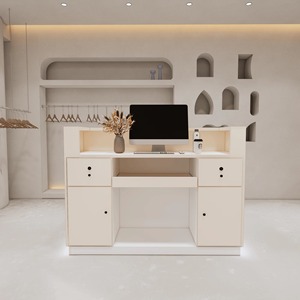 Modern Simple <b>Mini</b> Small 39 Inch Luxury Hair Salon Beauty Bank Dental Spa Reception <b>Desk</b> Front <b>Desk</b> with LED Lights for Salon - Product Image 4