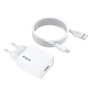 PZX USB Eu wall quick charging fast charger with micro/iphon/type-c USB cable mobile phone charger