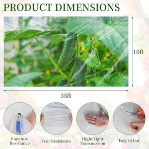 <b>Greenhouse</b> <b>Plastic</b> Sheeting 10x35 Ft Transparent UV Resistant Waterproof Cover For Winter Gardening - Product Image 2