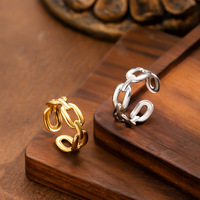 Bague tendance pour femme en acier inoxydable plaqué or 18 carats, chaîne creuse 8 mm, procédé de four, vente en gros, OEM/ODM, marque YIER