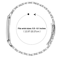 Correa de reloj de acero inoxidable sólido de 3 cuentas para Fitbit Air, marco protector integrado, ajustable, colores sólidos y bicolor