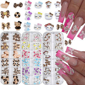 23 Estilos Disponibles, Caja de 12 Compartimentos con Surtido de Dijes de Resina de Dibujos Animados, Diseño de Gato con Lazo, Accesorios para Decoración de <span class=keywords><strong>Uñas</strong></span> DIY - Product Image 4