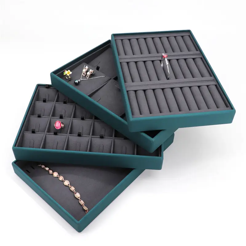 Wholesale Jewellery displays custom luxury Stackable gold Jewelry organizer Tray for ring Necklace showcase