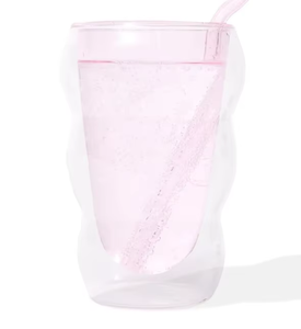 Vaso de Vidrio Borosilicato de Doble Pared, Curvo y Ondulado, Hecho a Mano, Color <span class=keywords><strong>Rosa</strong></span> <span class=keywords><strong>Pastel</strong></span>, Aislado, con Forma de Ola, Venta al Por Mayor Personalizada - Product Image 1