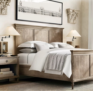 American Country Solid Wood Carving <b>Double</b> <b>Bed</b> Bedroom Simple High <b>Low</b> <b>Bed</b> Tail Villa Customizable Furniture - Product Image 1