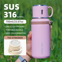 Botol Vakum Stainless Steel Bebas BPA Kapasitas Besar 30oz Tutup 2-in-1 Termos Portabel Dua Fungsi Minum Tahan Panas 6-12 Jam