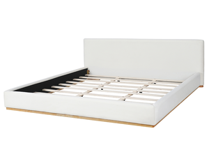 Lit rembourré moderne réglable avec cadre en rotin, idéal pour appartement, taille King, blanc - Product Image 5