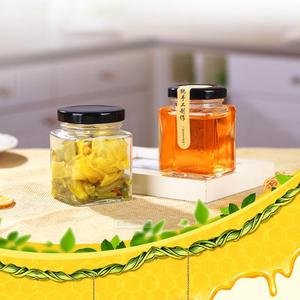 Bocaux en verre carrés transparents de diverses capacités avec couvercle métallique pour épices, miel, confiture, biscuits et autres aliments - Product Image 6