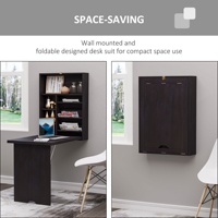 Table d'ordinateur pliable multifonctionnelle en bois, flottante et murale