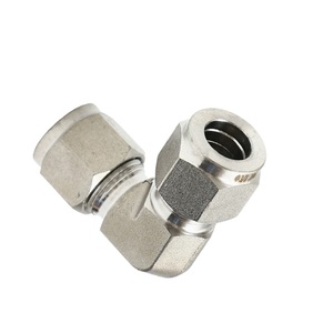 Coude de tuyauterie à 90 degrés à double ferrule, <span class=keywords><strong>type</strong></span> 1/4 OD SS316, sans fuite, pour raccord de contrôle pétrochimique - Product Image 1
