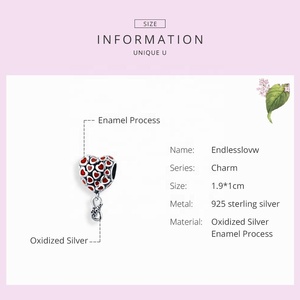 Qings 925 <span class=keywords><strong>colgante</strong></span> de plata esterlina en forma de corazón con corazones de esmalte <span class=keywords><strong>rojo</strong></span> infinito amor ajuste pulsera Collar para mujeres niñas - Product Image 2