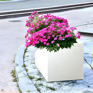 Jardinière carrée moderne en acier blanc style ferme américaine de 26 pouces pour décoration intérieure et extérieure de jardin domestique - Product Image 1
