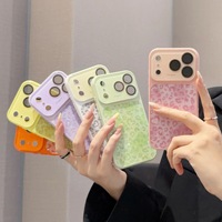 Étui de protection rétro de luxe à motif léopard pour 17/17 Pro Max 18 avec grande fenêtre de visualisation