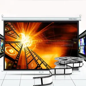 Home theater de alto brilho automático, reflexivo, casa, beamer, puxar para baixo, tela de projeção manual de 100 polegadas 16:9