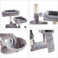 Arbre à chat en bois avec griffoir, hamac, tour et maison, en peluche grise, livraison gratuite depuis l'usine chinoise