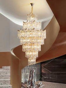 Lustre en cristal long or classique pour escalier haut plafond <span class=keywords><strong>salon</strong></span> décoration de mariage <span class=keywords><strong>Suspension</strong></span> de haute qualité de luxe - Product Image 5