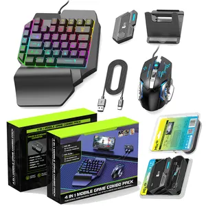专业游戏玩家Teclados组合游戏键盘和鼠标RGB背光机械游戏键盘套件，适用于电脑笔记本电脑
