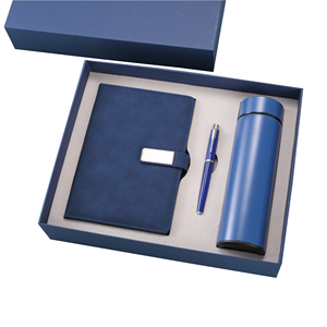 Wholesale Promotional Blue PU Leather Notebook and Pen Gift Set Custom A5 Diary Thermos Cup <b>Note</b> <b>Book</b> Gift Set With Water Bottle - Product Image 1