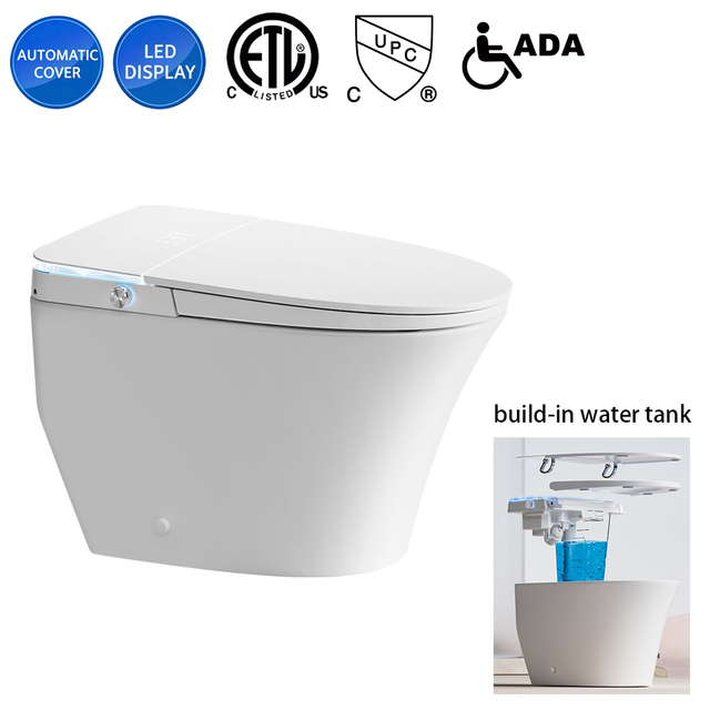 OVS CUPC ETL Luxury Smart Toilet, Built-in Tank One Piece Automatic American Bidet WC Bowl with Remote Control
