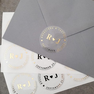 High Quality Custom Logo <b>Waterproof</b> Printed Clear Gold Foil Sticker <b>Label</b> for Envelope - Product Image 6