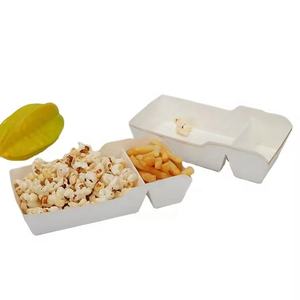 JIEHUI Plateau de bateau en papier kraft de haute qualité à 2 compartiments pour les plats frits à emporter avec récipients de restauration rapide imprimés - Product Image 4