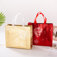 Sac à provisions pliable, réutilisable, cadeau de mariée personnalisé, or argent rose or stratification métallique laser non tissé, sac en tissu