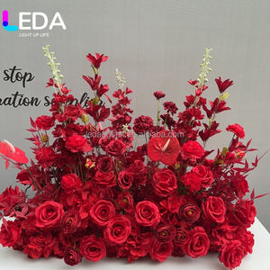 LEDA ชุดตกแต่งงานแต่งงานแบบกำหนดเอง ช่อดอกไม้ประดิษฐ์ ลูกบอลดอกกุหลาบสีแดงสำหรับตกแต่งโต๊ะกลาง - Product Image 2