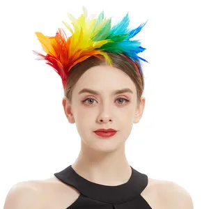 Accesorios para el cabello de fiesta Tocado de plumas Diadema Tocados de lujo Fascinator Multicolor Premium Adornos para el cabello Mujer