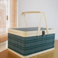 Panier pliant en bambou tressé pour l'emballage de Zongzi, de gâteaux de lune et de crabes - Boîte cadeau à thème chinois pour mariages et célébrations