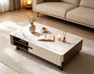โต๊ะกาแฟหินอ่อนทันสมัยพร้อมที่เก็บของ เฟอร์นิเจอร์ห้องนั่งเล่น - Product Image 3