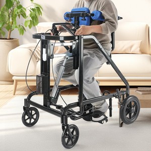 Pédales d'entraînement pour adultes, déambulateur à roues avec siège pour rééducation, cadre de position debout pour hémiplégie, ambulateur d'entraînement des membres inférieurs CE - Product Image 4