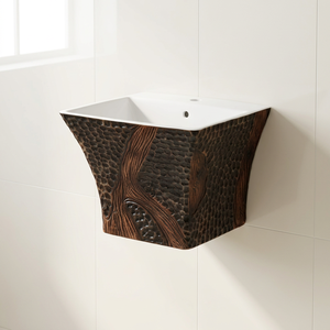 Ensemble de toilettes en céramique de qualité export, WC monobloc en porcelaine imprimé fleurs couleur bois - Product Image 6